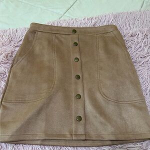 Tan Button-Front Women's Skirt
